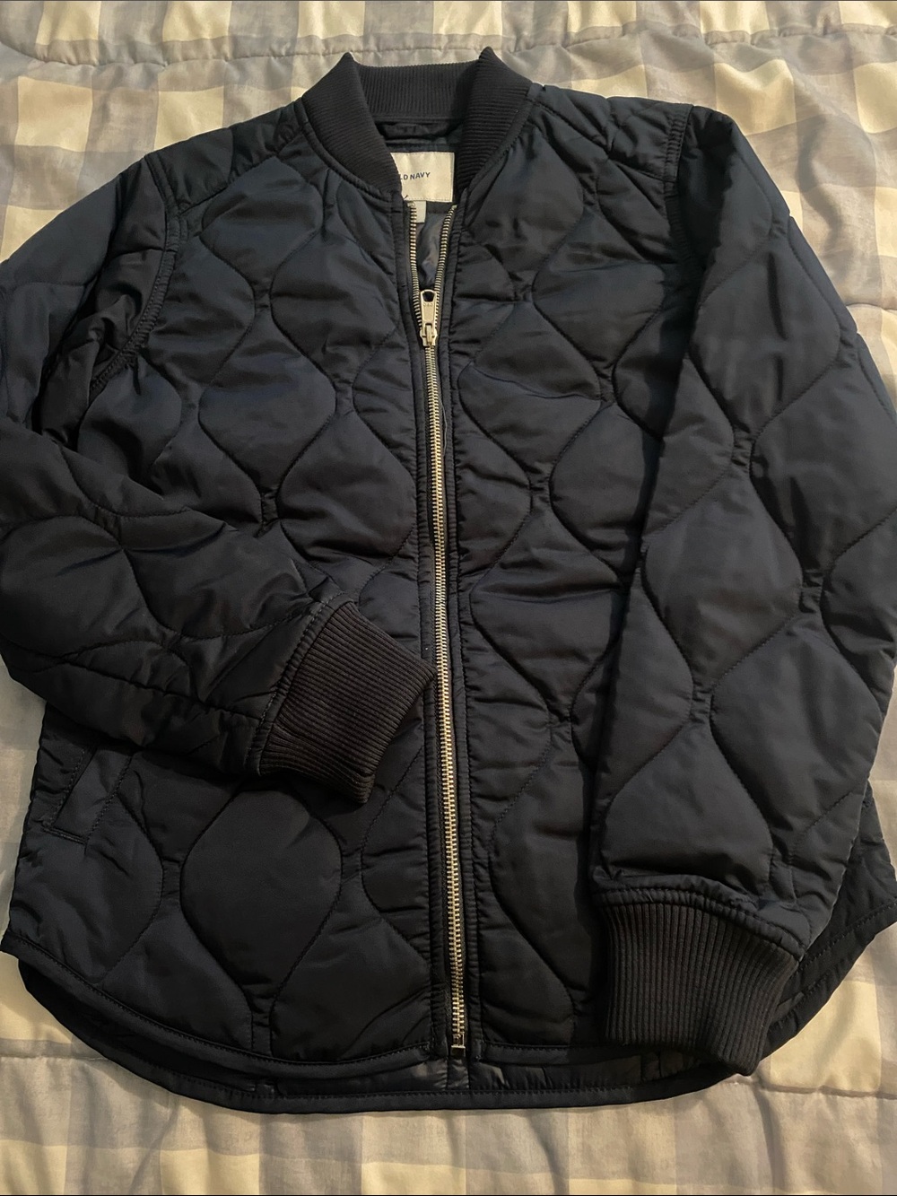Old Navy Navy Quilted Bomber Jacket